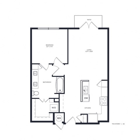Floor plan for 1 bed, 1 bath, 759 sqft